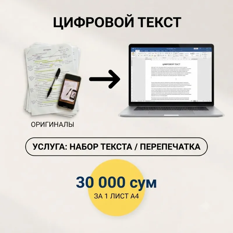 Профессиональный набор текста (с рукописи/фото в Word)
