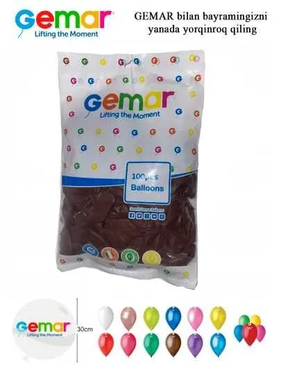 Havo sharlari Gemar 100 dona / Воздушные шары Gemar, 100 шт. 7 Havo sharlari Gemar 100 dona / Воздушные шары Gemar, 100 шт. 7