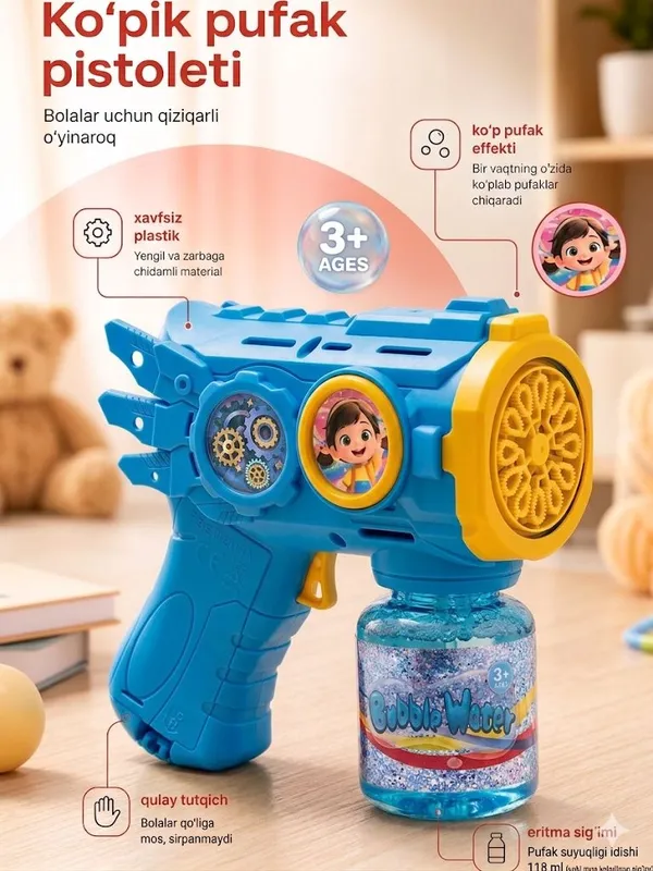 Bolalar uchun pufak chiqaradigan pistolet — фото 2
