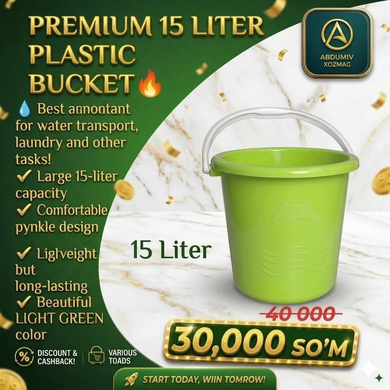 15 LITRLI PLASTMAS OCH YASHIL rangli CHELAK — фото 2
