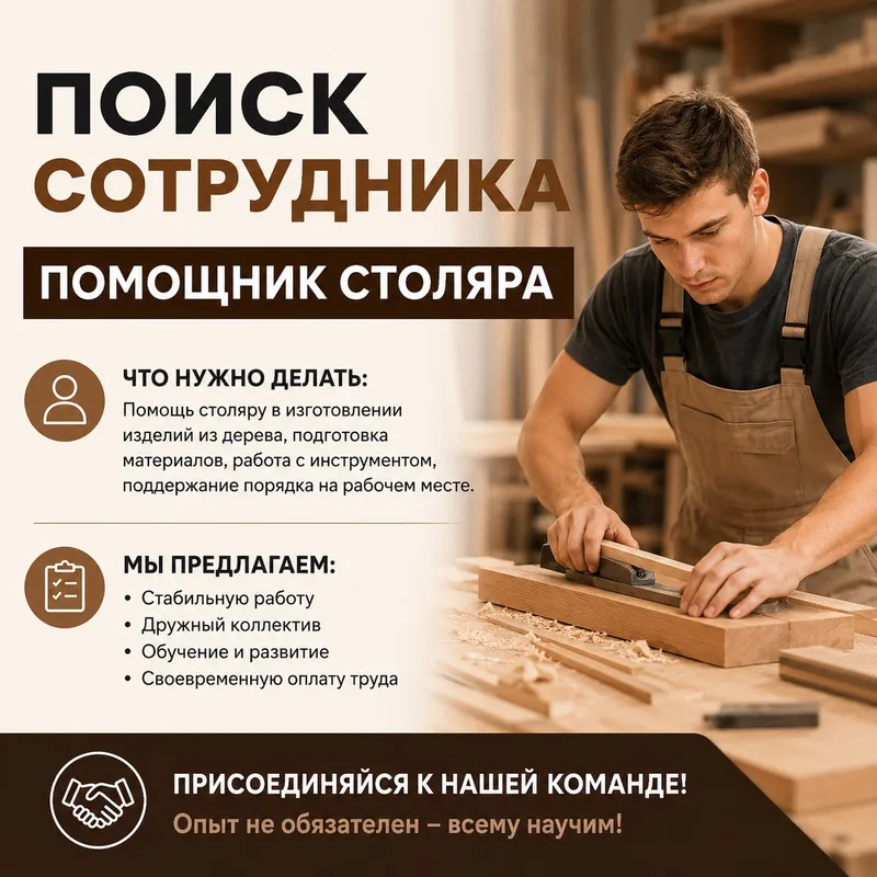 Вакансия Помощник столяра