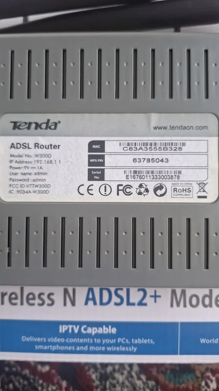 TENDA W300D ADSL router Wi-Fi 2 TENDA W300D ADSL router Wi-Fi 2