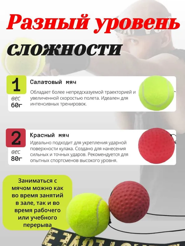 Файтбол, эспандер с мячом. Тренировка скорости, реакции, силы удара — фото 4