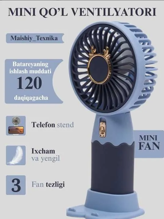 Mini ventilyatori, ish stoli uchun, USB portativ