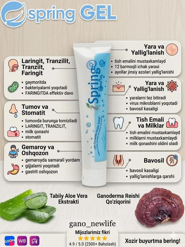 зубная паста спринг гель  гано spring gel  gano