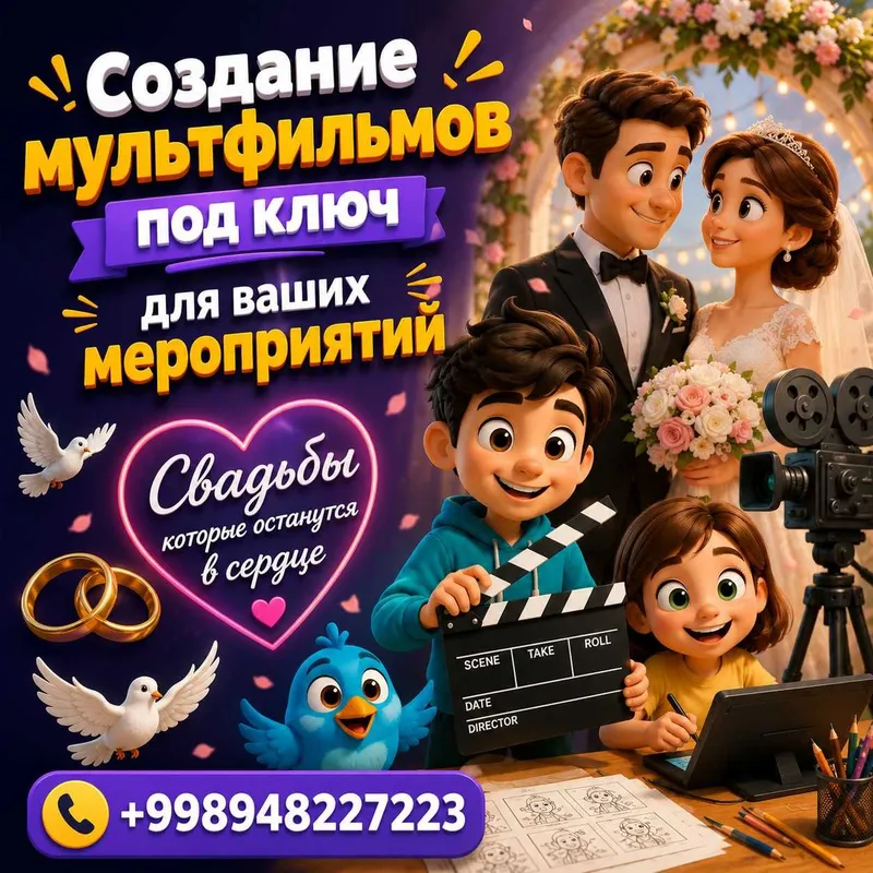 Мультфильм на свадьбу Love Story Подарок на юбилей История компании — фото 1
