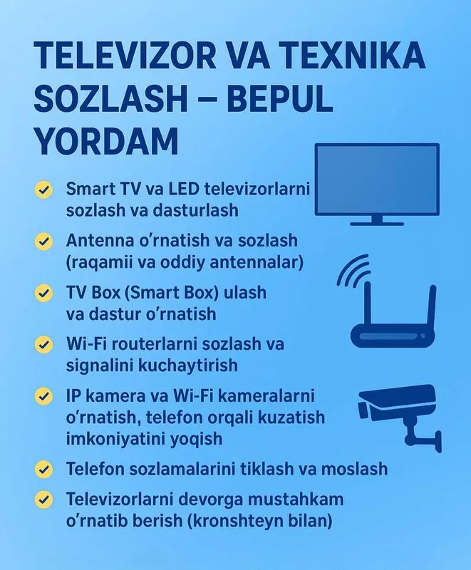 Televizor va texnika sozlash Настройка телевизоров и техники