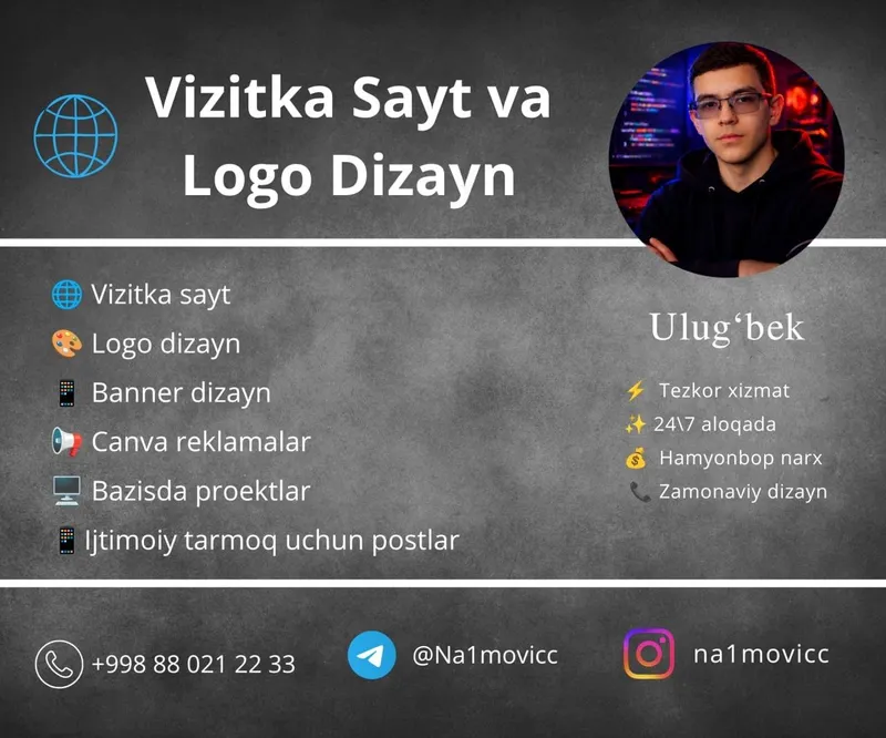 Vizitka sayt va Logotiplar Vizitka sayt va Logotiplar