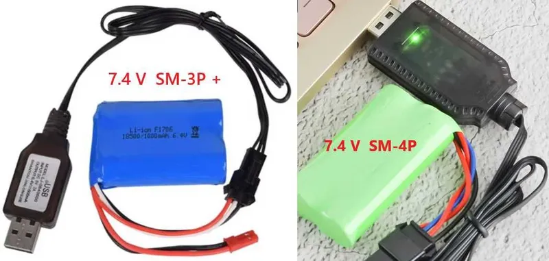 Новые USB зарядки 7,4V с разъемом SM-3P и SM-4P для дронов машинок др. 5