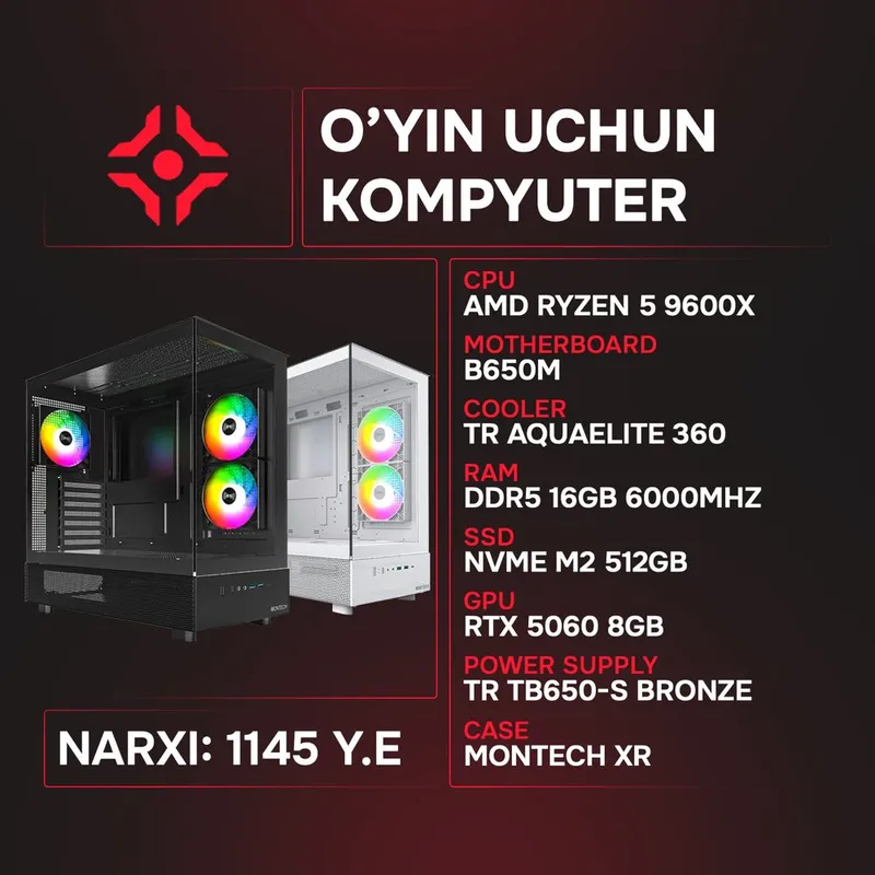 R5 9600X/ 16Gb 6000MHz/ NVMe 512Gb/ RTX5060 8Gb R5 9600X/ 16Gb 6000MHz/ NVMe 512Gb/ RTX5060 8Gb