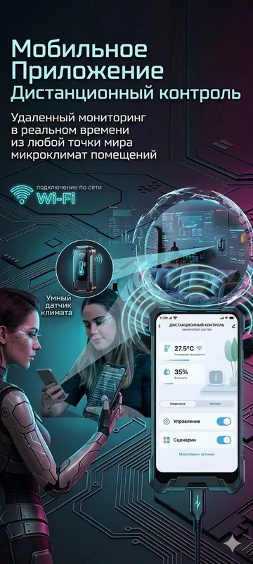 Умный термометр - гигрометр WiFi Tuya, Алиса — фото 3