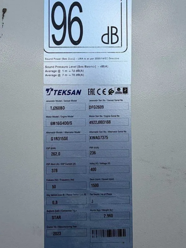 Дизельный генератор Teksan TJ260BD Новый Гарантия и доставка — фото 2 Дизельный генератор Teksan TJ260BD Новый Гарантия и доставка — фото 2