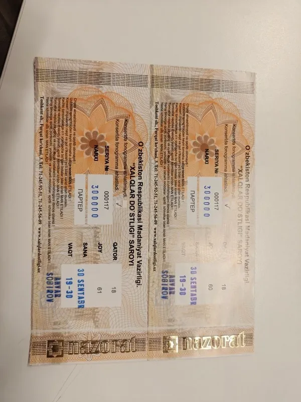 Bilet Anvar Sobirov 2 Bilet Anvar Sobirov 2