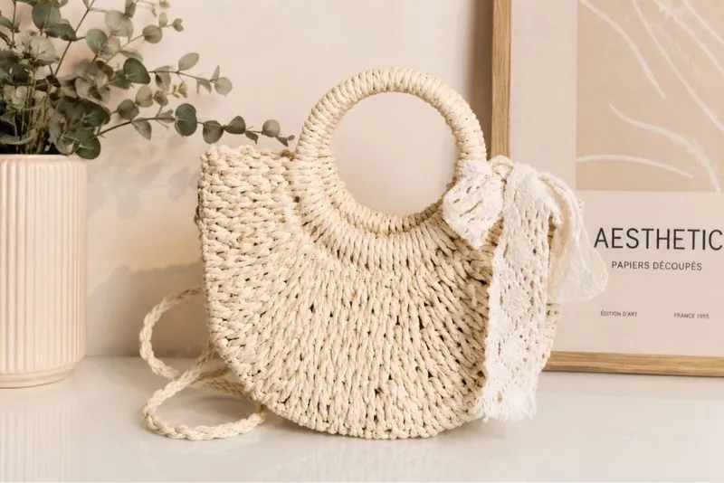 летняя плетёная сумочка в стиле boho