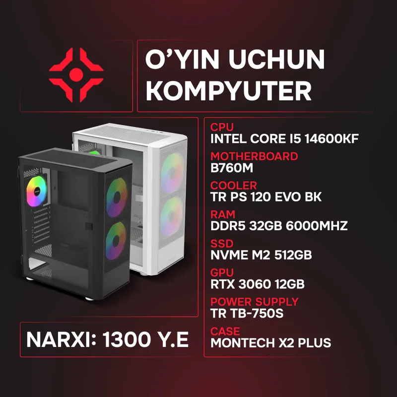 Intel I5 14600KF / 32Gb 6000MHz / NVMe 512Gb / RTX 3060 12Gb