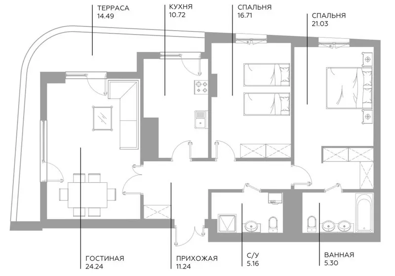 3-комнатная квартира в ЖК Infinity (Яшнабадский район), вид на город — фото 2