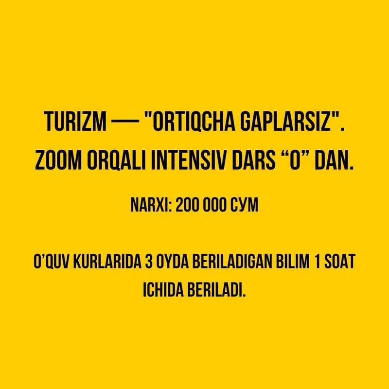 Turoperator. 200 000 so'm