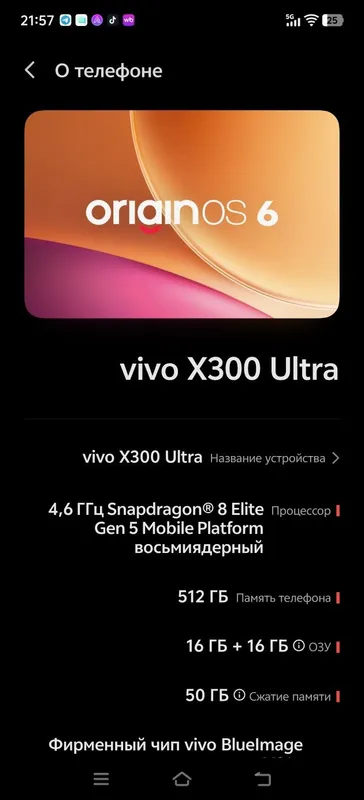 Vivo X300 Ultra, oq rang 16/512