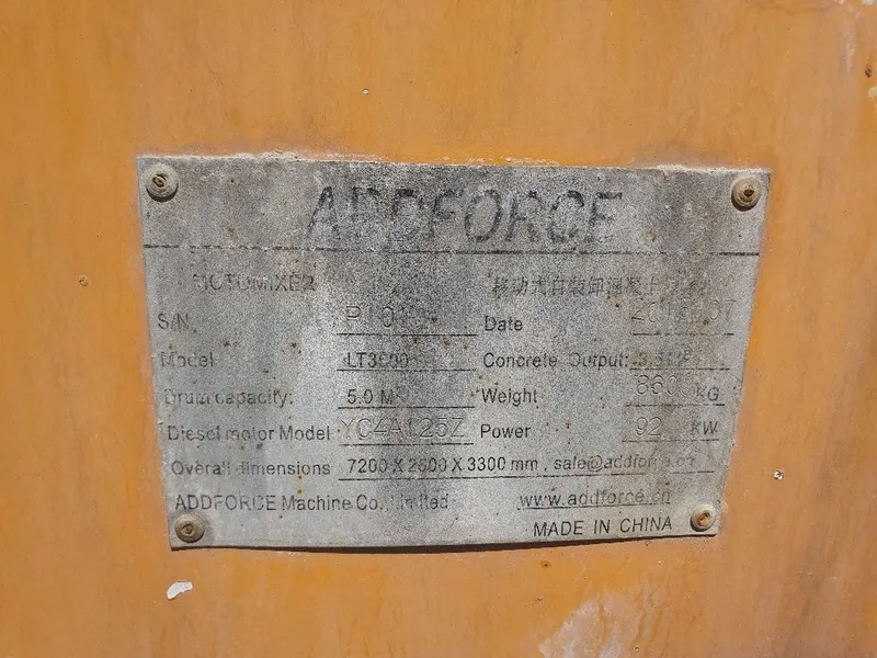 ADFORCE LT3500 mobil betonomeshilka 5 m³ sotiladi 7 ADFORCE LT3500 mobil betonomeshilka 5 m³ sotiladi 7