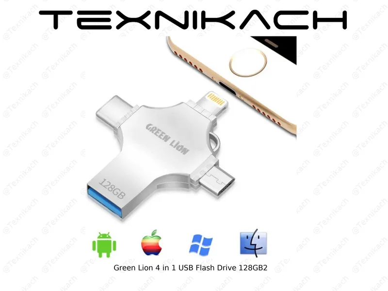Green Lion 4-in-1 USB Flash Drive 128GB — флешка с 4 разъёмами 1 Green Lion 4-in-1 USB Flash Drive 128GB — флешка с 4 разъёмами 1
