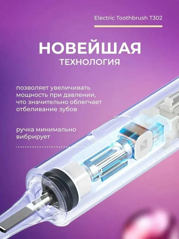 Xiaomi Electric T302 elektr tish cho‘tkasi, 4 rejim, simsiz zaryad. — фото 3