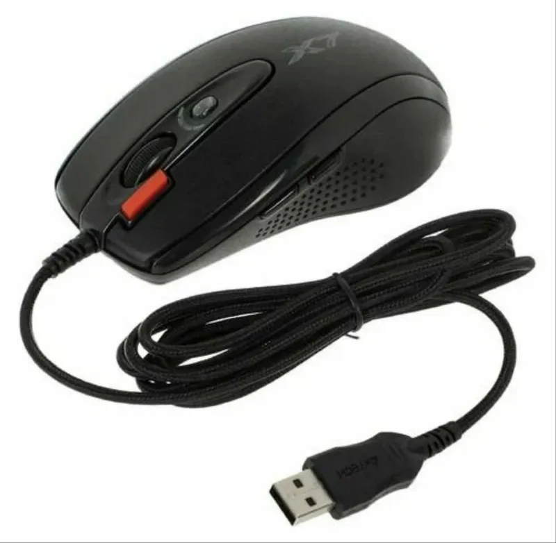 Мышь A4TECH XL-718BK, игровая, лазерная, проводная, USB, черный