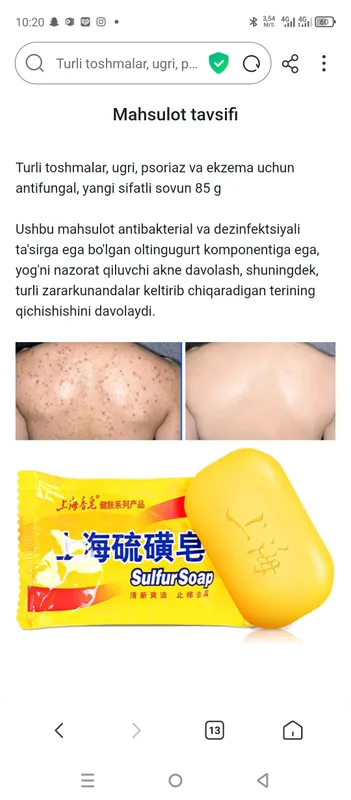 Ugrilar va Toshmalar uchun sovun
