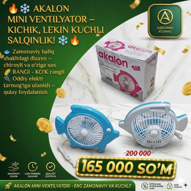 AKALON MINI VENTILYATOR – KICHIK, LEKIN Yaxshi 1