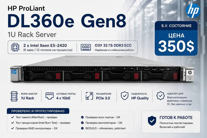 Продам сервер HP ProLiant DL360e Gen8