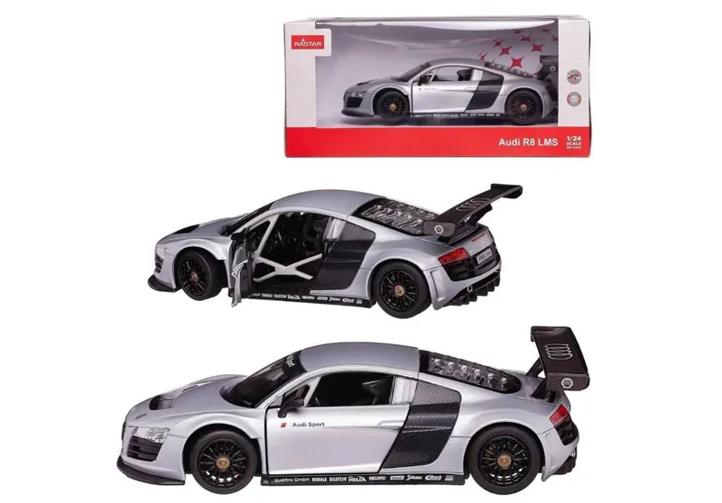 Машинка металлическая Rastar AUDI R8, размер 1:24, серебристая — фото 1