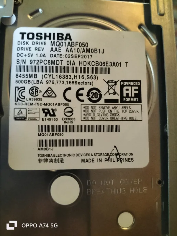 500 GB qattiq disk sotaman