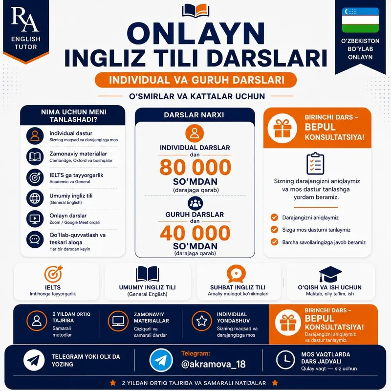 Onlayn ingliz tili darslari 1