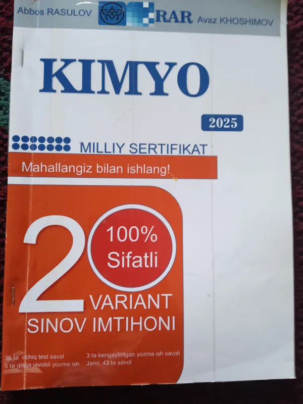 RAR kimyo sertifikat maxfiy kitob