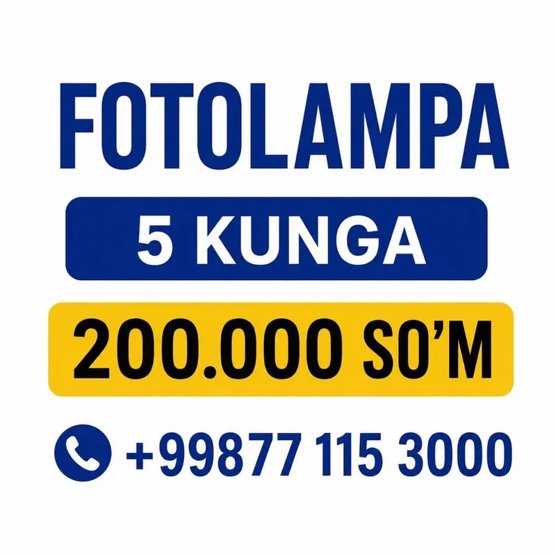 Fotolampa 5 kunga 200.000 so'm 1 Fotolampa 5 kunga 200.000 so'm 1