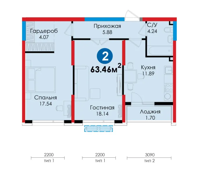 SHOSHILINCH! Olmazorda 2 xonali 63.46 m², boshlang‘ich to‘lov bilan — 11,057 y.e. 3