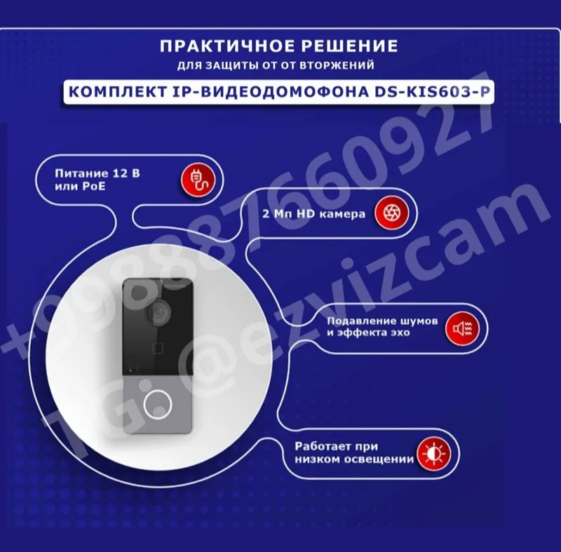 IP / Комплект видео домофон + вызывная панель Hikvision KIS603 / 603 — фото 4