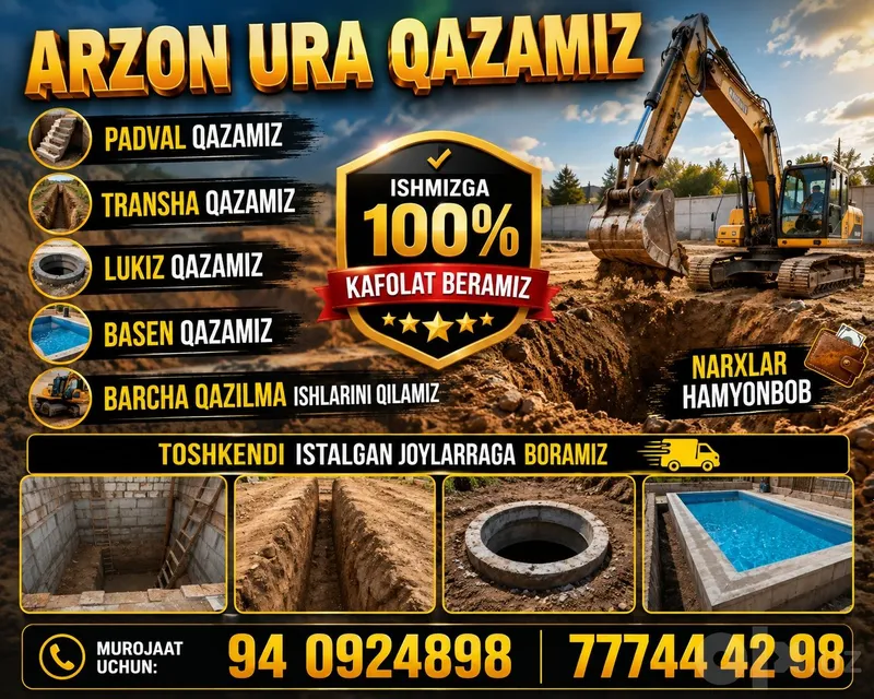 o'ra urachi qazilma ishlarini qilami toshkedi buylap 7 o'ra urachi qazilma ishlarini qilami toshkedi buylap 7
