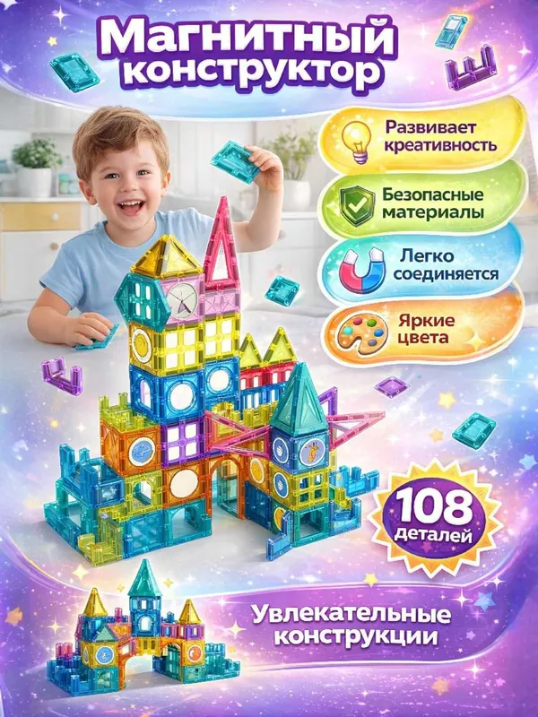 Магнитный конструктор, 3D пазлы, развивающая игрушка для детей.