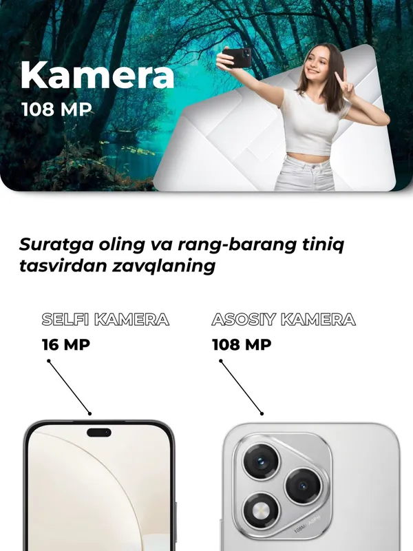 Смартфон Honor 400 Lite, 8/256 Gb, 5230 mAh, 6,7", Velvet Grey — фото 7