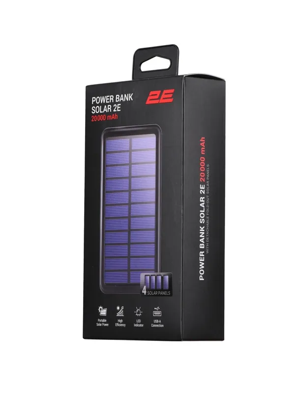 Power Bank с солнечными батареями 2E Solar 20000mAh, 2E-PB2013, черный — фото 6 Power Bank с солнечными батареями 2E Solar 20000mAh, 2E-PB2013, черный — фото 6