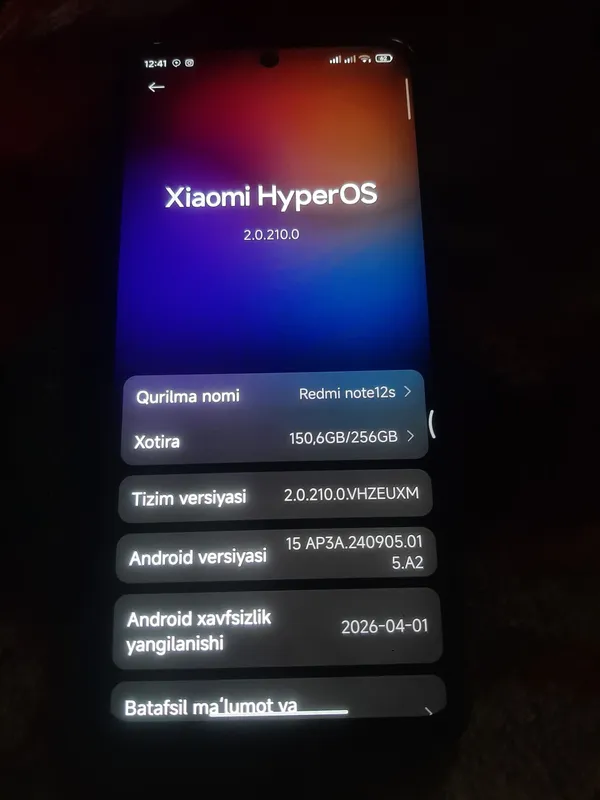 Redmi note12s narx1200000