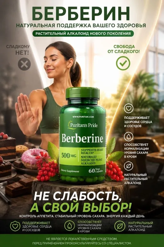 Берберин, Berberine 500 мг 60 капсул