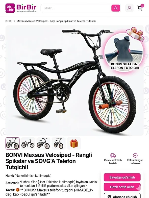 Bonvi 20x3 Vilosiped sotiladi