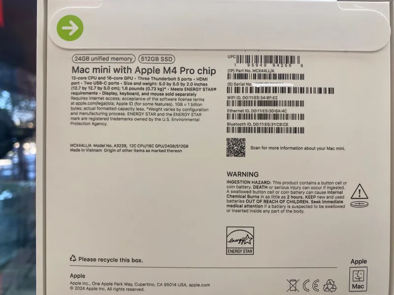 Mac Mini M4Pro/64GB/1TB (14-CPU / 20-GPU) 2 Mac Mini M4Pro/64GB/1TB (14-CPU / 20-GPU) 2