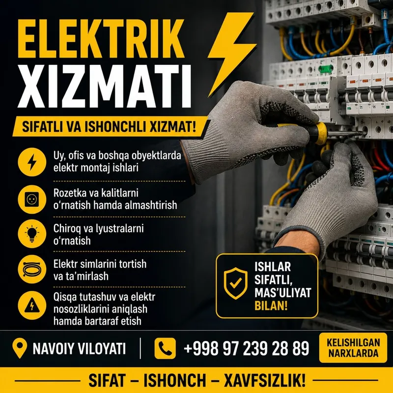 Elektrik ishlarini qilamiz Elektrik ishlarini qilamiz