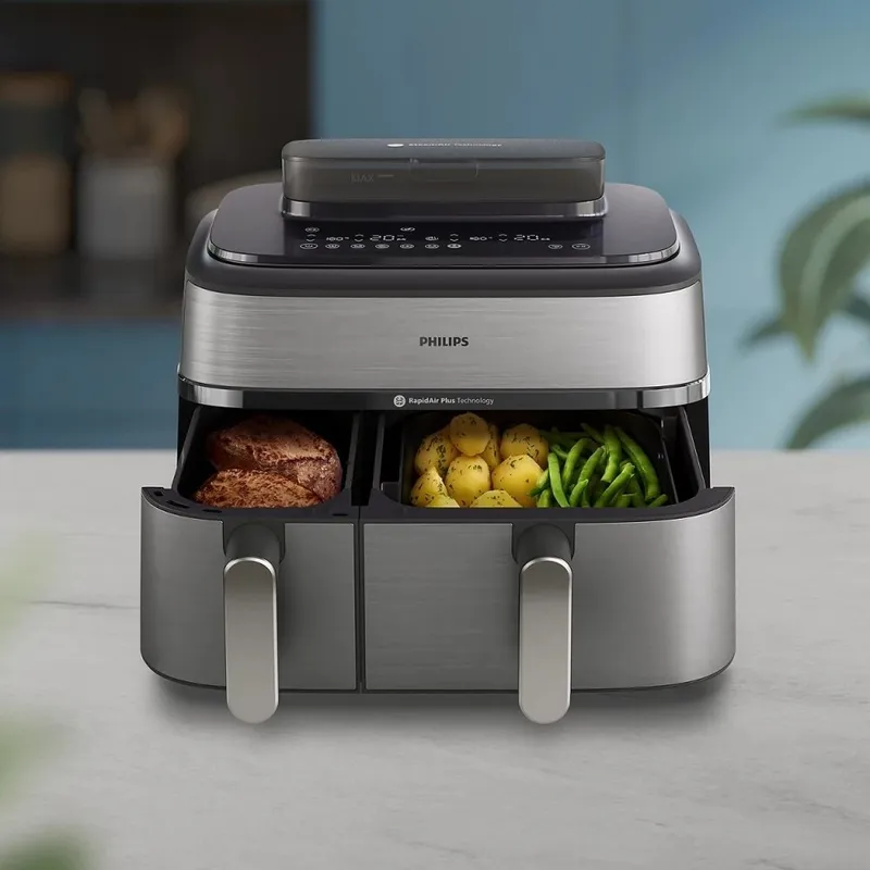 Аэрогриль Philips NA555, пар, двойная корзина