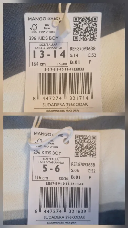 13–14 yosh (164 sm gacha) va 5–6 yosh (116 sm gacha) uchun Mango svitshoti 6 13–14 yosh (164 sm gacha) va 5–6 yosh (116 sm gacha) uchun Mango svitshoti 6