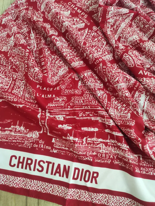 Платок Christian Dior в красно-белом цвете. — фото 1