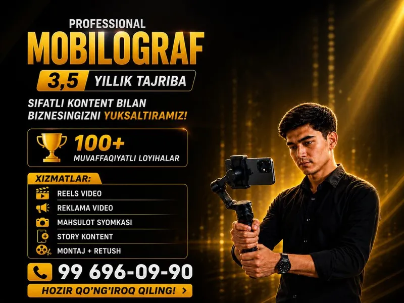 Mobilograf Xizmati Toshkent | Reels | Reklama Video | Syomka Mobilograf Xizmati Toshkent | Reels | Reklama Video | Syomka