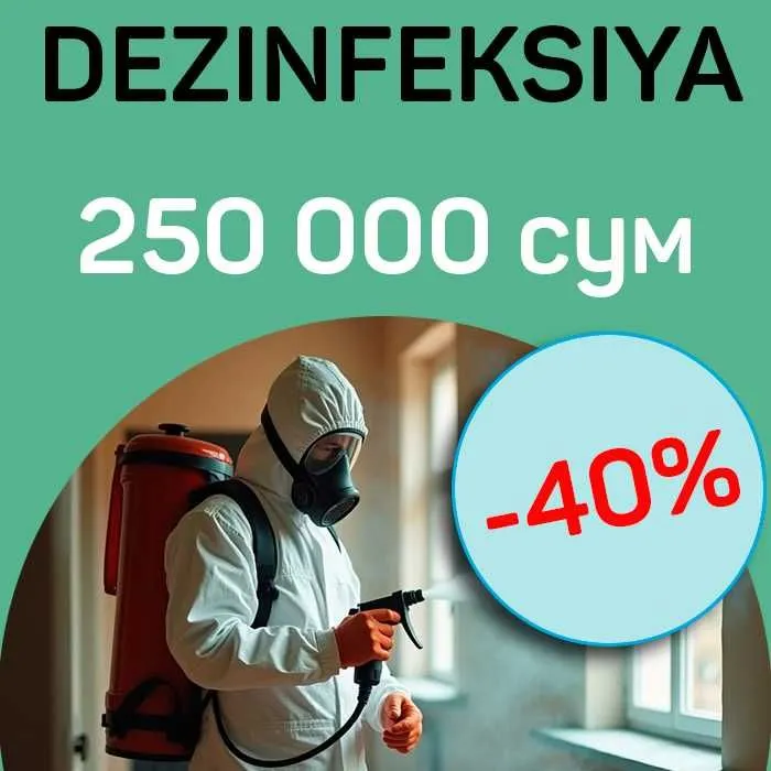 Dezinfeksiya kvartira ofis dom hovli klop klapa tarkan burga клоп блох